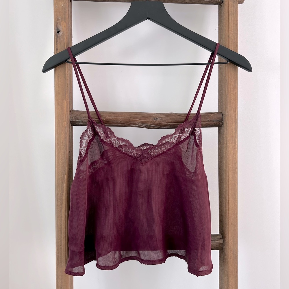 Burgundy Lingerie Crop Top